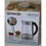 SALE OUT. Gorenje K17GDWII Kettle, Electric, Capacity 1.7 L, Power 2200 W, Stainless steel | SALE OUT. | Gorenje Kettle | K17GDWII | 2200 W | Electric | 1.7 L | 360&deg; rotational base | Stainless steel/Glass | Stainless steel/Transparent | DAMAGED PACK ...