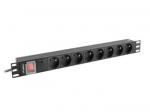 LANBERG PDU 19inch 1U 16A 8x French socket 2m black