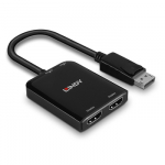 Adapteris - LINDY DisplayPort į 2 Port HDMI MST Hub, 3840x2160@30Hz, 5VDC, Maitinimo &Scaron;altinis