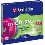 VERBATIM CD-RW 80 min. / 700 MB 8-12x 5-pack slim case DataLife Plus Colour