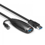 USB Prailginimo Laidas - LINDY USB 3.0 Aktyvus Prailginimo Laidas M/F, 10 m, Juodas