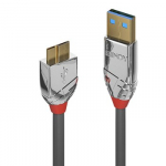 USB kabelis - LINDY Cromo Line USB 3.2 Type A į Micro-B Laidas, M/M, 5Gbps, 1 m, Pilkas