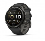 Garmin fenix 9 Pro i&scaron;manusis laikrodis, 47 mm, anglies pilkos spalvos DLC titano korpusas su juodu ir akmenukų pilkos spalvos silikoniniu dirželiu