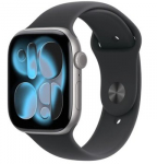 Apple Watch Series 11 GPS + Cellular 42mm Space Grey Aluminium Case with Black Sport Band - M/L