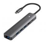 Adapteris USB Type-C - HDMI, LAN, 3x USB 3.0 Type-A, USB Type-C PD100W