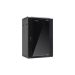 NETRACK 019-180-645-022 wall/hanging cabinet 19inch 18U/450 mm glass door black remov. side pan.