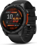 Garmin fenix 8 47mm i&scaron;manusis laikrodis su AMOLED ekranu - skalūno pilka su juodo silikono dirželiu
