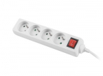 LANBERG PS1-04E-0150-W 1.5M White LANTERGE CURVE 4X 230V PL WITH CIRCUIT BREAKER FULL COPPER