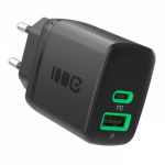 USB wall charger 30W 1xC 1xA BLACK