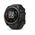 &bdquo;Garmin fenix 9&ldquo; i&scaron;manusis laikrodis, 51 mm, anglies pilkos spalvos DLC titano korpusas su juodu silikoniniu dirželiu