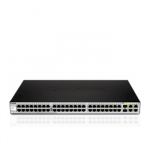 D-LINK DGS-1210-52, Gigabit Smart Switch with 48 10/100/1000Base-T ports and 4 Gigabit MiniGBIC (SFP) ports, 802.3x Flow Control, 802.3ad Link Aggregation, 802.1Q VLAN, 802.1p Priority Queues, Port mirroring, Jumbo Frame support, 802.1D STP, ACL, LLD ...