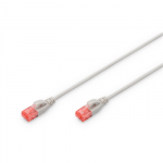 CAT 6 U-UTP Slim patch cord | Patch cord | Transparent red coloured connector for easy identification of Category 6 (250 MHz). Inner conductors: Copper (Cu) | Grey | 2 m | Modular RJ45 (8/8) plug