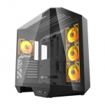 Kompiuterio korpusas - darkFlash DY470 Midi Tower ATX/ITX/&micro;ATX, 4 ARGB ventiliatoriai, juodas