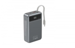 Gembird PB20-PD65-LCD-01 Greito įkrovimo i&scaron;orinė baterija su integruotais laidais, 65 W, 20000 mAh, juoda