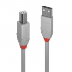 USB kabelis - LINDY Anthra Line USB 2.0 Type A į B Laidas M/M, 5 m, Pilkas