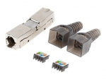 Lanberg | 2X RJ45 CAT6A FTP Plug 8P8C Tool-less Adapter | PL2SA-6000TL | Silver/Transparent