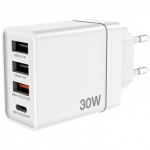 Verbatim 49701 USB Įkroviklis 30W 4-Port USB-A, USB-C, EU Plug, Balta