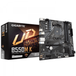 Gigabyte | B550M K 1.0 M/B | Processor family AMD | Processor socket AM4 | DDR4 DIMM | Memory slots 4 | Supported hard disk drive interfaces SATA, M.2 | Number of SATA connectors 4 | Chipset AMD B550 | Micro ATX
