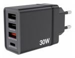 Verbatim 49700 USB Įkroviklis 30W 4-Port USB-A, USB-C, EU Plug, Juoda