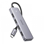 Ugreen Hub Adapteris 4-in-1 USB-C į 4&times; USB 3.0 + USB-C Pilkas