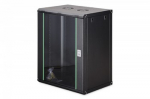 DIGITUS Dynamic 19inch 16U rack wall-mounted network cabinet 785x600x450mm glass door black unassembled 60kg