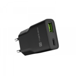 NATEC USB Charger Ribera Gan Slim USB-A+USB-C 20W black