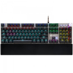 Canyon Nightfall Black Wired Mechanical Gaming US Keyboard with 104 switches | 60 million times key life | 22 types of lights | Removable magnetic wrist rest | 4 Multifunctional control knob | Trigger actuation 1.5mm | 1.6m Braided cable | Size: 435x ...