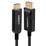 DisplayPort Kabelis - LINDY &Scaron;viesolaidinis Hibridinis DisplayPort 1.2 į HDMI Kabelis, M/M, 4K@60Hz, 21.6Gbps, 20 m, Juodas