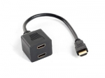 LANBERG AD-0019-BK adapter HDMI-AM->HDMI-AF x2 splitter 20cm
