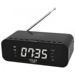 Adler | Alarm Clock with Wireless Charger | AD 1192B | Alarm function | AUX in | Black