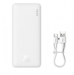 Baseus Airpow I&scaron;orinė baterija 10000 mAh 20 W + 30 cm USB-C laidas, balta