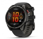 &bdquo;Garmin fēnix 8 Pro AMOLED&ldquo; safyrinis laikrodis, 47 mm, anglies pilkumo DLC titano spalvos su juodos / akmenukų pilkos spalvos silikoniniu dirželiu