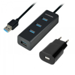 I/O HUB USB3.0 4PORT CHARGING/W/AC 1.2M HUE-S2BP AXAGON