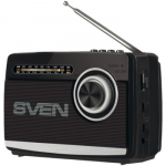 Speaker SVEN SRP-155, black (3W, Bluetooth, FM/AM/SW, USB, microSD, flashlight, battery)