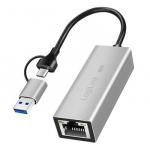 USB-A/-C to 2,5G Ethernet adapter, gray