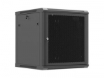 Wall mounted installation cabinet 19"12U, 600 x 600, Black perforated door (Flat pack) | Lanberg WF01-6612-23B | Lockable, vented top panel, perforated front door, single-leafed, 2 slots for fan, 1 mm thickness, 4 vertical mounting rails, grounding f ...