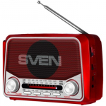 Speaker SVEN SRP-150, red (3W, Bluetooth, FM/AM/SW, USB, microSD, flashlight, battery)