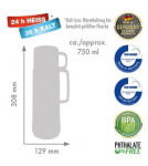 ROTPUNKT stiklinis termosas, talpa 0,750 l, poliarinis-elektrinis-vasarinis moliūgas (baltas-geltonas)