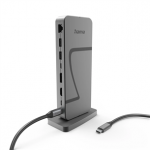Hama Connect2Office Speed, USB-C, 10 lizdų, USB4, 140 W, pilkas - Ne&scaron;iojamojo kompiuterio &scaron;akotuvas