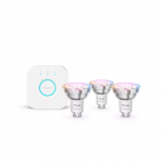 Philips Hue Essential Starter Kit, Spotlight + Hue Bridge, Full Color, GU10, 3 vnt., baltos - I&scaron;maniosios lemputės