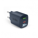 SBS LCD Wall Charger, USB-A, USB-C, LCD, 30 W, mėlynas - Adapteris