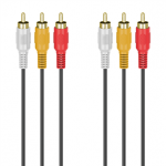 Laidas Hama Audio-Video, 3 RCA - 3 RCA, gold-plated, 3 m, black Prekė - 00305014