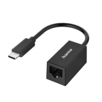 Adapteris Hama Network Adapter, USB-C -> LAN, black Prekė - 00300023
