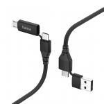 Hama 4-in-1 USB-C/USB-A - USB-C/Micro-USB, 1,5 m, nylon, juodas - Laidas