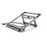 Hama Connect2Office Stand, USB-C dock, 12 lizdų, 100 W, pilkas - Ne&scaron;iojamojo kompiuterio stovas/&scaron;akotuvas