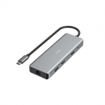 &Scaron;akotuvas Hama CONNECT2Media, USB-C Hub, 9 ports, 100 W, gray Prekė - 00200142