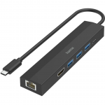Hama USB-C Hub, 3x USB-A 3.2 Gen 1, USB-C, HDMI, LAN, juodas - USB &scaron;akotuvas