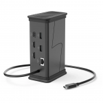 Hama Connect2Office, USB-C, 9 lizdai, 100 W, pilkas - Ne&scaron;iojamojo kompiuterio &scaron;akotuvas