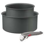 Tefal Ingenio Halo, 16/20 cm, 3 dalių, pilkas - Puodų rinkinys + nuimama rankena