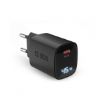 SBS LCD Wall Charger, USB-C, LCD, 45 W, juodas - Adapteris